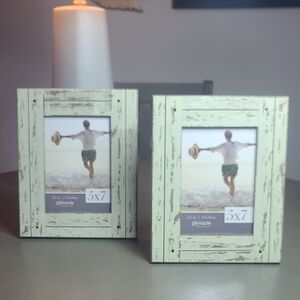 Pinnacle 5x7 Mint Green Distressed Wood Picture Frame Set Of 2